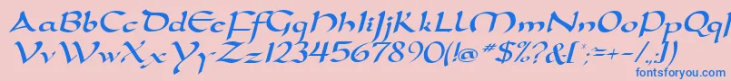 フォントD790ScriptRegular – ピンクの背景に青い文字