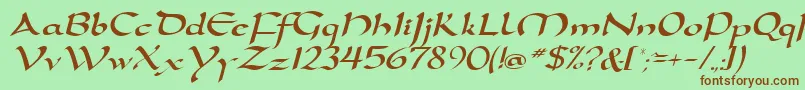 D790ScriptRegular Font – Brown Fonts on Green Background