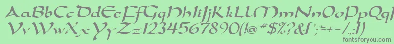 フォントD790ScriptRegular – 緑の背景に灰色の文字
