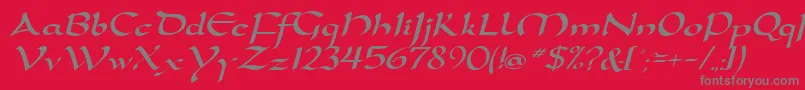 フォントD790ScriptRegular – 赤い背景に灰色の文字