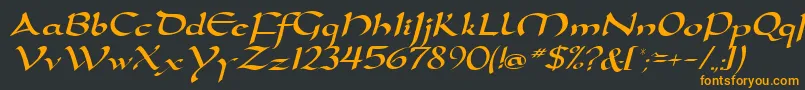 フォントD790ScriptRegular – 黒い背景にオレンジの文字