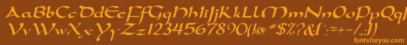 D790ScriptRegular Font – Orange Fonts on Brown Background