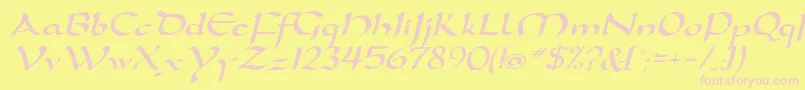 D790ScriptRegular Font – Pink Fonts on Yellow Background