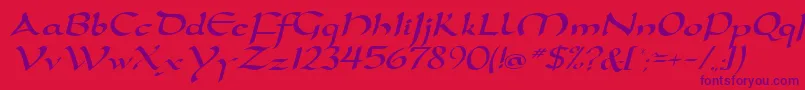 D790ScriptRegular Font – Purple Fonts on Red Background