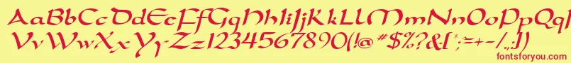 D790ScriptRegular Font – Red Fonts on Yellow Background