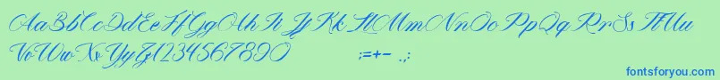 フォントMathildaInWonderland – 青い文字は緑の背景です。