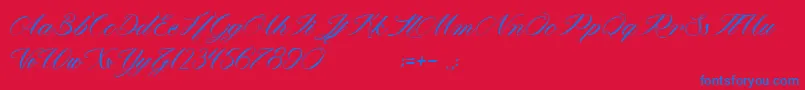 MathildaInWonderland Font – Blue Fonts on Red Background