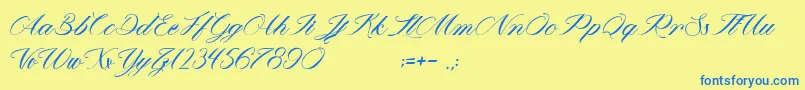 MathildaInWonderland-Schriftart – Blaue Schriften auf gelbem Hintergrund