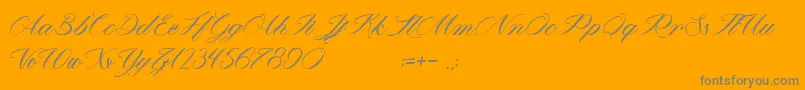 MathildaInWonderland-Schriftart – Graue Schriften auf orangefarbenem Hintergrund