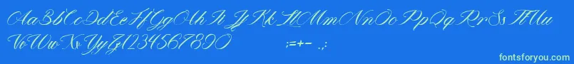 MathildaInWonderland Font – Green Fonts on Blue Background