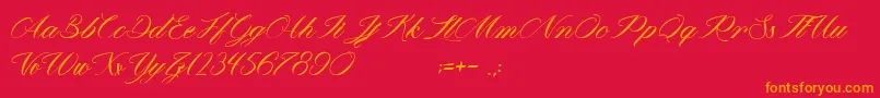 フォントMathildaInWonderland – 赤い背景にオレンジの文字