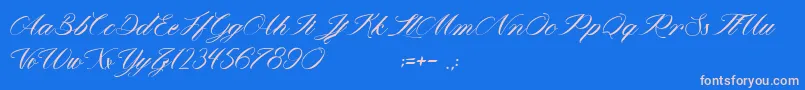 MathildaInWonderland-Schriftart – Rosa Schriften auf blauem Hintergrund