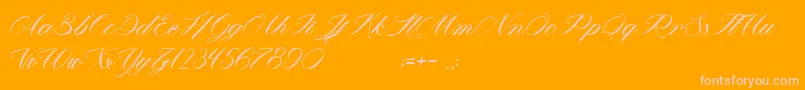 MathildaInWonderland-Schriftart – Rosa Schriften auf orangefarbenem Hintergrund