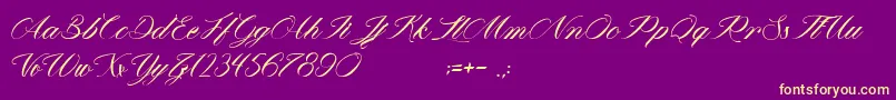 MathildaInWonderland-Schriftart – Gelbe Schriften auf violettem Hintergrund