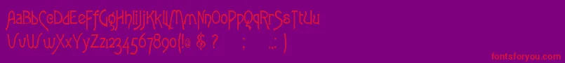 ToulouselautrecRegular-Schriftart – Rote Schriften auf violettem Hintergrund