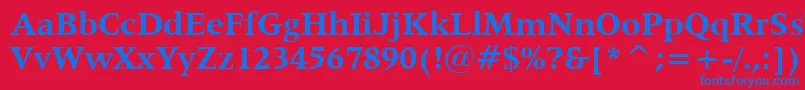 フォントLat725b – 赤い背景に青い文字