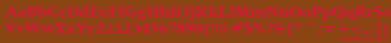 フォントLat725b – 赤い文字が茶色の背景にあります。