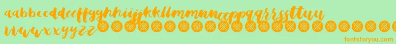 OsfcBristleBrushScriptRegularDemo-Schriftart – Orangefarbene Schriften auf grünem Hintergrund