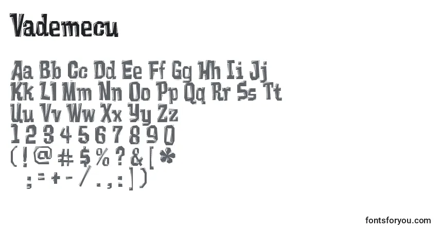 Czcionka Vademecu – alfabet, cyfry, specjalne znaki