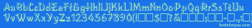 RayleneRegular Font – Green Fonts on Blue Background