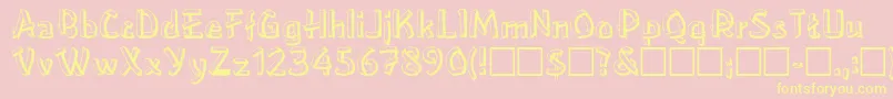 RayleneRegular-Schriftart – Gelbe Schriften auf rosa Hintergrund