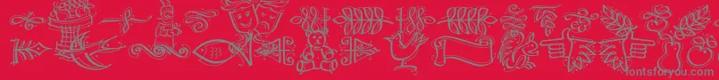 fuente DfCalligraphicOrnamentsLetPlain.1.0 – Fuentes Grises Sobre Fondo Rojo