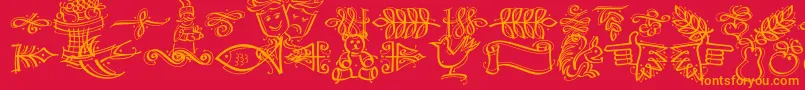 More about DfCalligraphicOrnamentsLetPlain.1.0 Font DfCalligraphicOrnamentsLetPlain.1.0 Font – Orange Fonts on Red Background