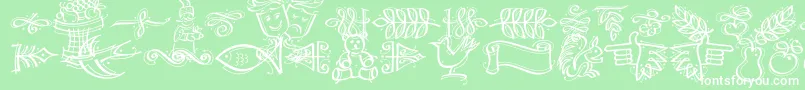 フォントDfCalligraphicOrnamentsLetPlain.1.0 – 緑の背景に白い文字