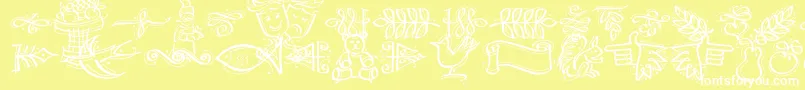 フォントDfCalligraphicOrnamentsLetPlain.1.0 – 黄色い背景に白い文字
