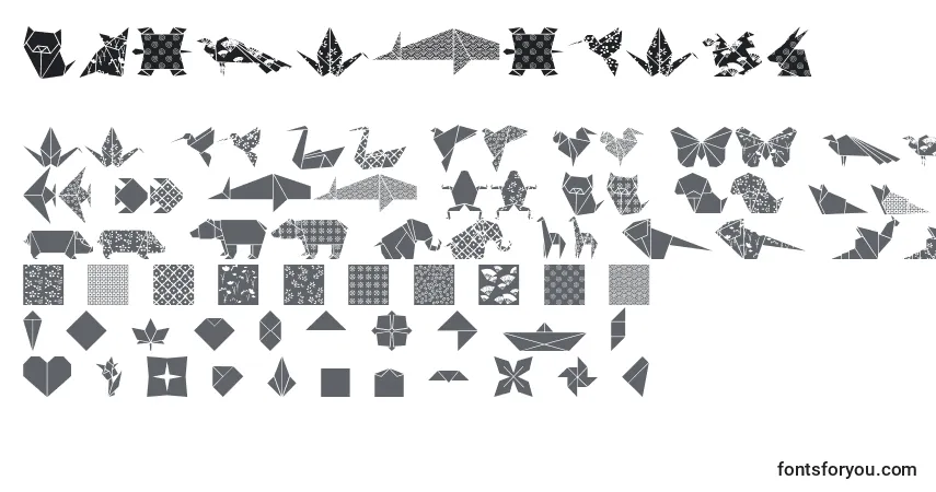 Schriftart Origamibats (117092) – Alphabet, Zahlen, spezielle Symbole