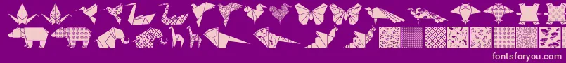 Fonte Origamibats – fontes rosa em um fundo violeta