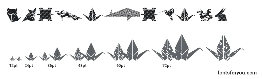 Größen der Schriftart Origamibats (117092)
