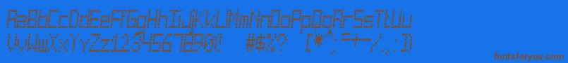 フォントCuadradaSt – 茶色の文字が青い背景にあります。