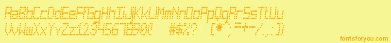 フォントCuadradaSt – オレンジの文字が黄色の背景にあります。