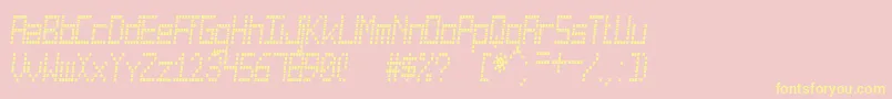 CuadradaSt-fontti – keltaiset fontit vaaleanpunaisella taustalla