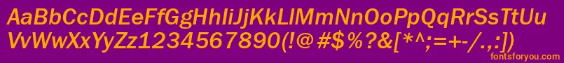 FranklingothmediumettItalic Font – Orange Fonts on Purple Background