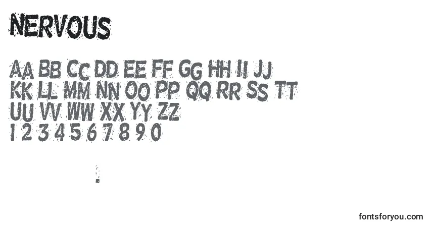 Шрифт Nervous – алфавит, цифры, специальные символы