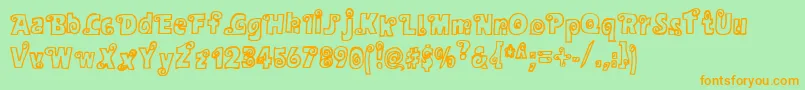 フォントAlphasnail – オレンジの文字が緑の背景にあります。