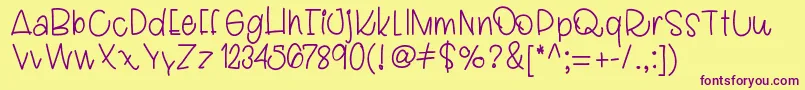 Ladybugletters Font – Purple Fonts on Yellow Background