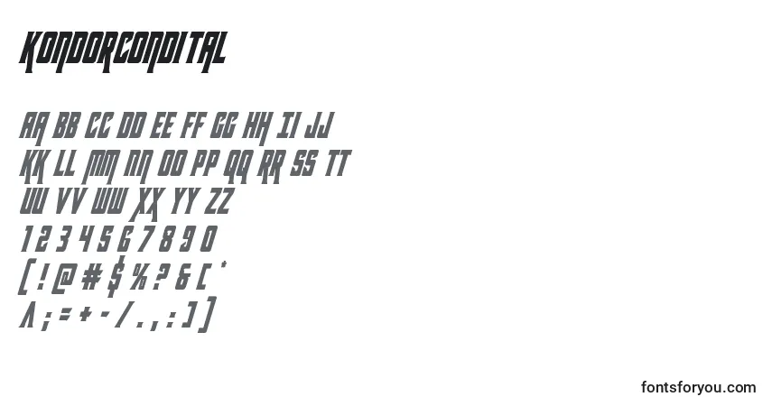 Kondorconditalフォント–アルファベット、数字、特殊文字