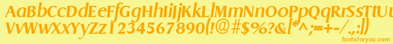 フォントGriffonBoldItalic – オレンジの文字が黄色の背景にあります。