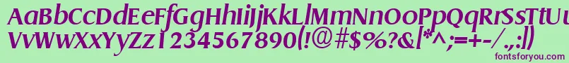 GriffonBoldItalic-Schriftart – Violette Schriften auf grünem Hintergrund