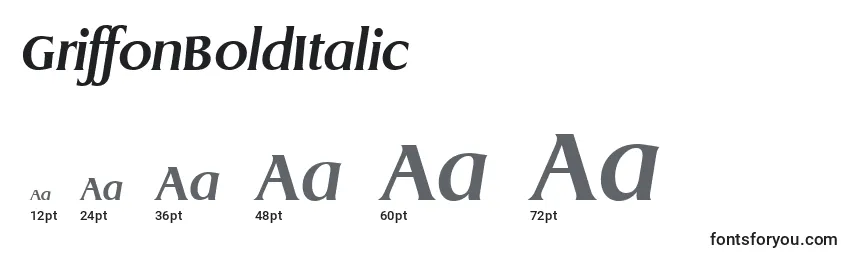 Größen der Schriftart GriffonBoldItalic