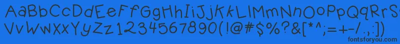 Fonte Kbjellybean – fontes pretas em um fundo azul