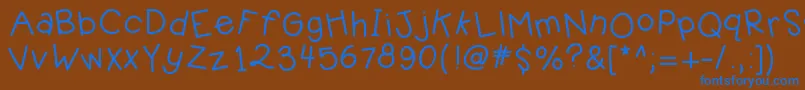 Kbjellybean-Schriftart – Blaue Schriften auf braunem Hintergrund