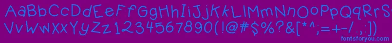 Więcej informacji o czcionce Kbjellybean Czcionka Kbjellybean – niebieskie czcionki na fioletowym tle
