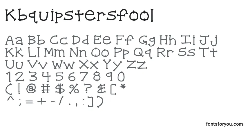 Czcionka Kbquipstersfool – alfabet, cyfry, specjalne znaki