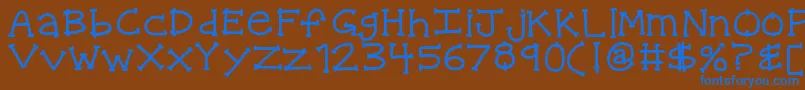 Kbquipstersfool-Schriftart – Blaue Schriften auf braunem Hintergrund
