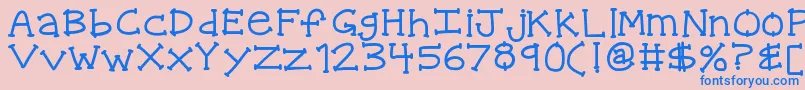 Kbquipstersfool-Schriftart – Blaue Schriften auf rosa Hintergrund