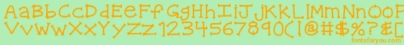 Weitere Informationen zur Kbquipstersfool-Schriftart Kbquipstersfool-Schriftart – Orangefarbene Schriften auf grünem Hintergrund